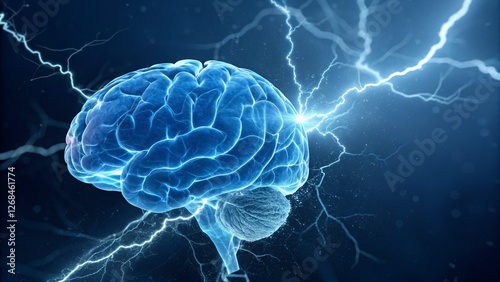 human brain by electric currents and lightning bolts ai generated