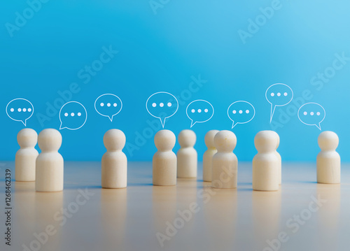 Group of people with speech bubbles, conversation concept, social communication, connection