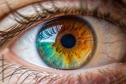 Colorful human irises in macro view high detail eye anatomy study transparent background 