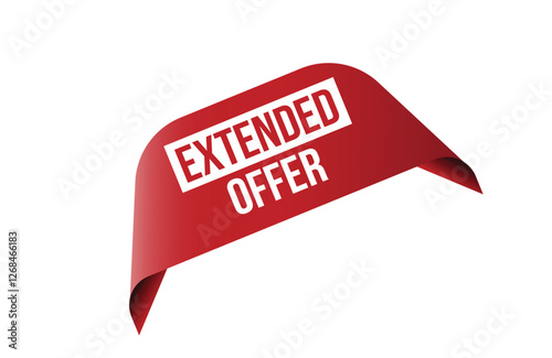 Extended offer red ribbon label banner.