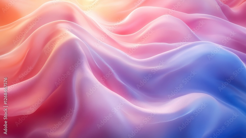 Soft Waves of Colorful Fabric Flowing in Gentle Motion and Light Soft Waves of Colorful Fabric Flowing in Gentle Motion and Light