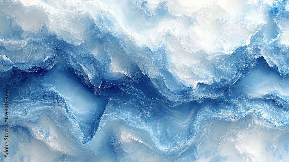 Obraz premium Abstract Blue Waves in Soft Clouds with Gentle Flowing Patterns
