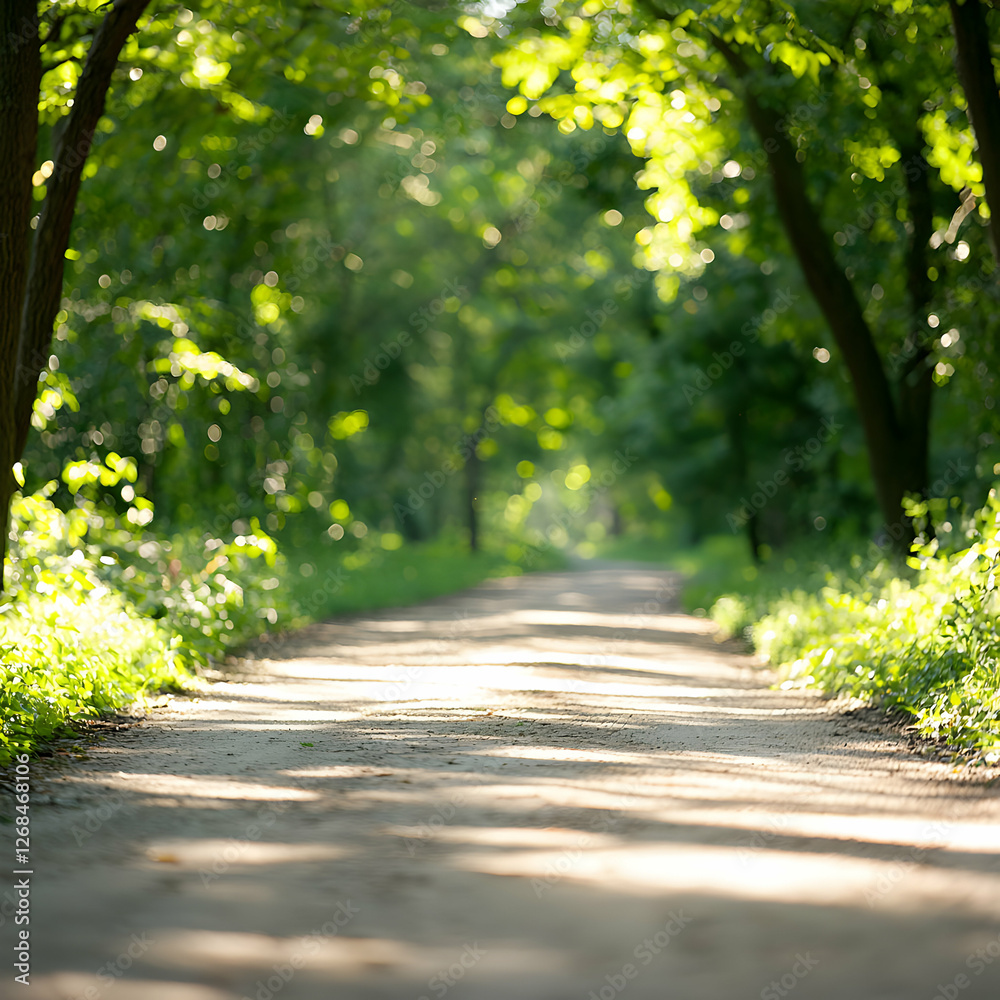 Sunlit Path Through Lush Green Forest