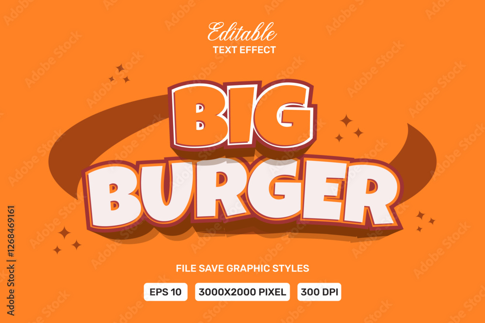 Obraz premium Text effect Premium Vector Big Burger Editable.
