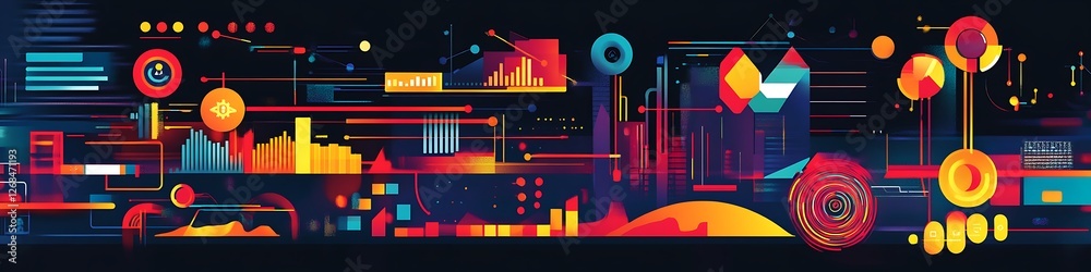 Obraz premium Abstract Digital Data Visualization Colorful Design