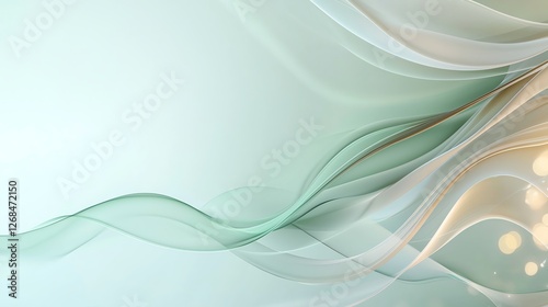 Abstract soft waves of green and beige tones creating a calming and elegant background design.