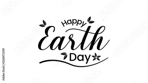 Happy Earth Day text animation, 4k transparent background, suitable for social media, posters, greeting cards, and environmental awareness campaigns. Creative and impactful design.
