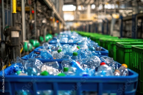 Recycling Plant: Rows of Plastic Bottles Await Reprocessing