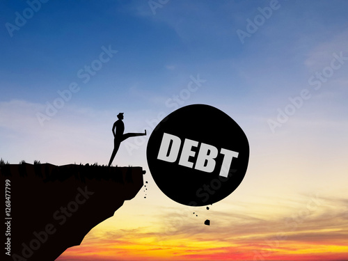 Debt Cancellation, Businessman Pushes Debt Down the Cliff photo