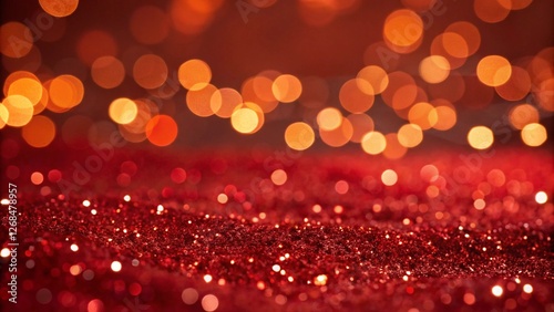 sparkling red glitter with a bokeh effect ai generated