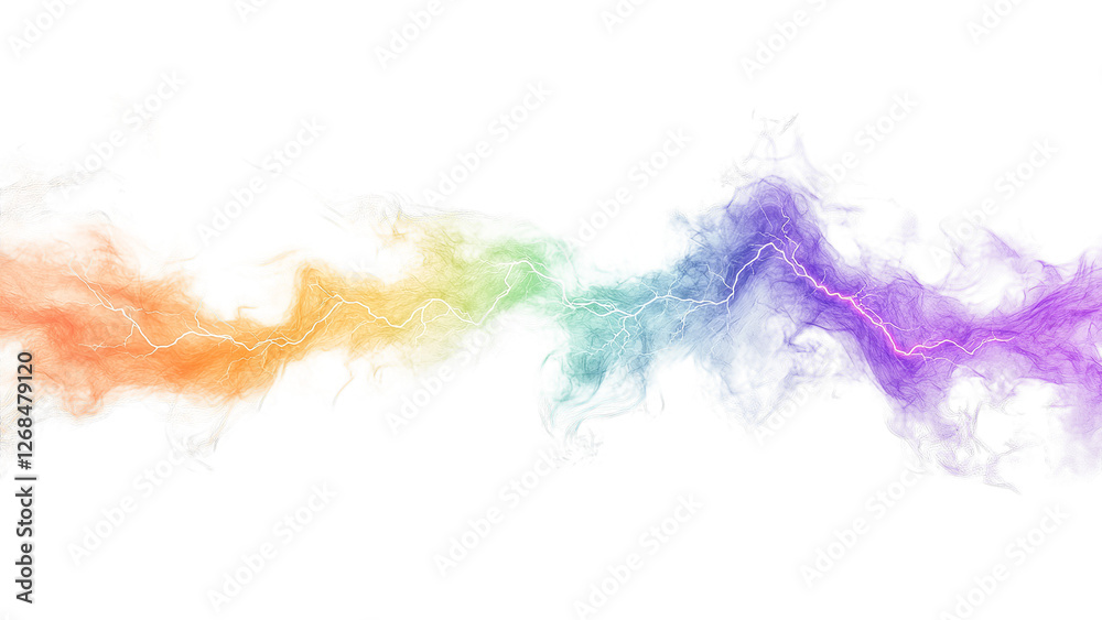 Obraz premium Vibrant Abstract Color Blend with Lightning Effects – PNG Background
