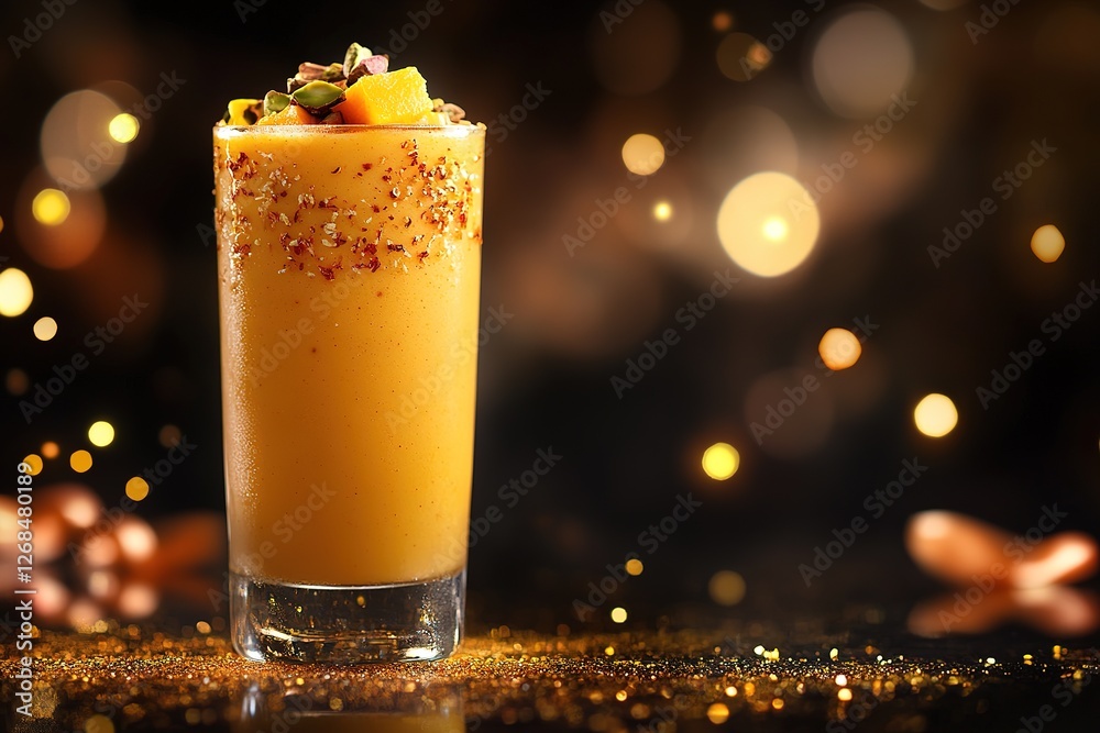 Delicious Mango Smoothie Topped With Pistachios Delicious Mango Smoothie Topped With Pistachios