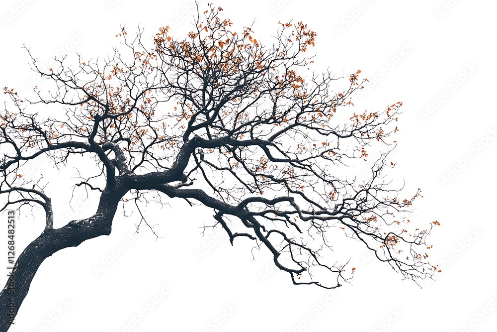 a white tree isolated on a white background. a white tree isolated on a white background.