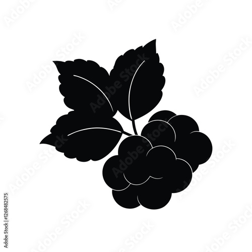 Cloudberry Silhouette Vector Art | Black and White Cloudberry Fruit Illustration