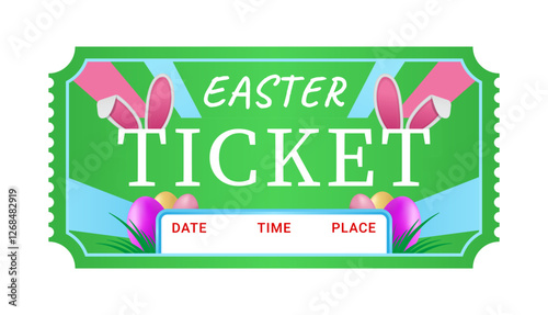 Holiday Easter ticket or coupon with date time and place