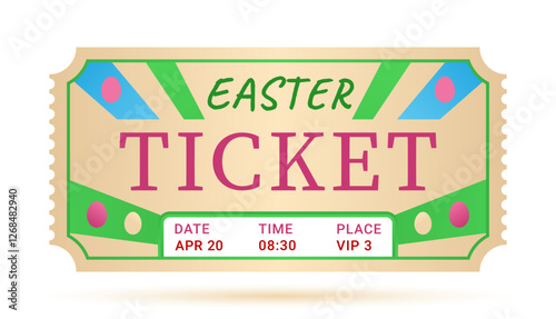 Easter ticket or coupon on white background