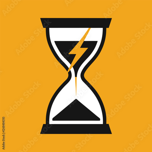  A sleek hourglass with the sand forming a lightning bolt, symbolizing speed and efficiency