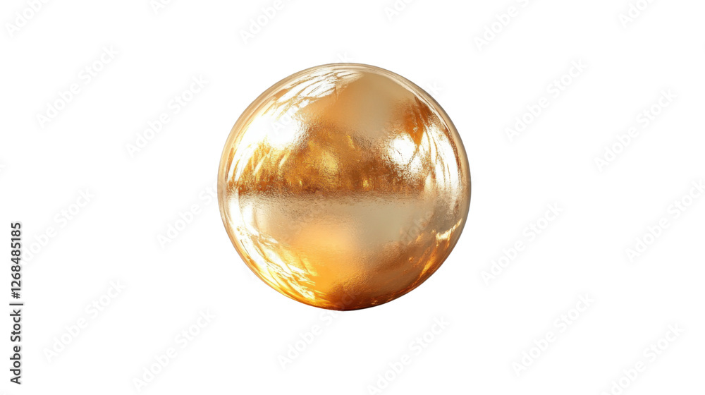 Golden sphere reflecting light on transparent background Golden sphere reflecting light on transparent background
