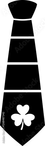 Tie with Shamrock silhouette.
St.Patrick's Day leprechaun tie icon silhouette.
St.Patrick's Day party dress up tie  flat vector isolated.
Transparent background.