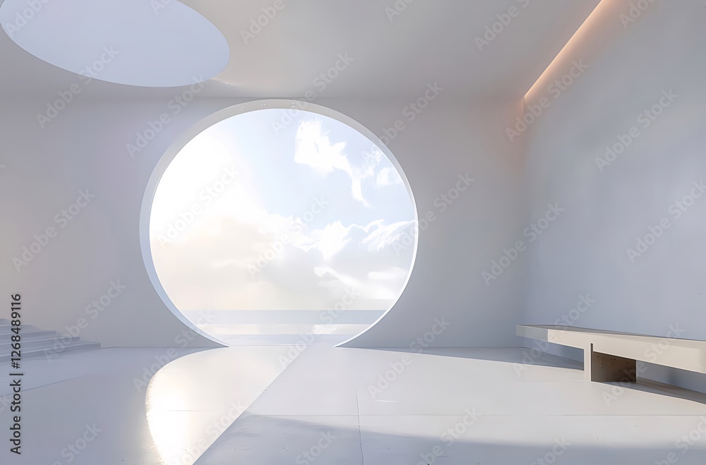 Circular ocean view minimalist room Circular ocean view minimalist room
