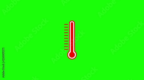 Increasing thermometer reading motion graphics with green screen background