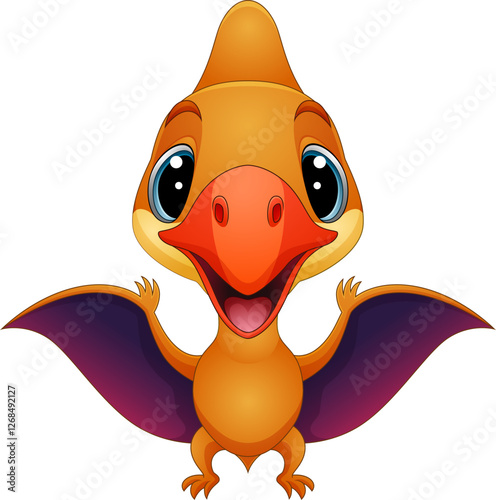 Cartoon a cute baby pterosaur