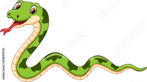 Cartoon a happy green snake