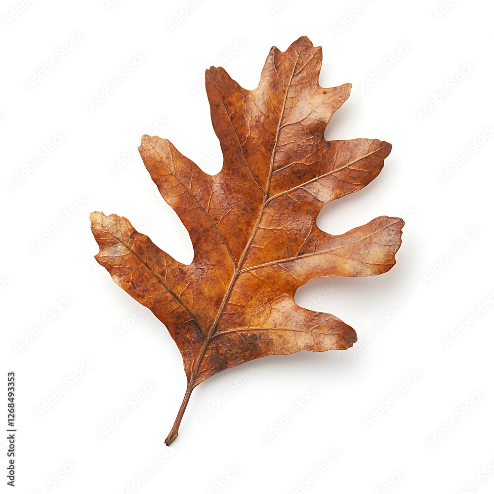 Fototapeta premium Autumn oak leaf isolated on white background. Clipping path included