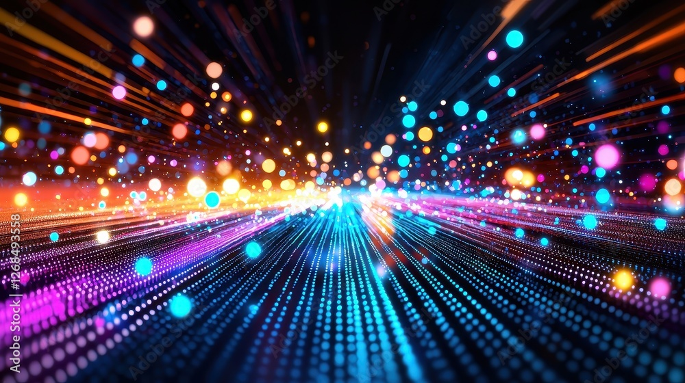 Colorful Light Burst with Bright Particles and Abstract Background Colorful Light Burst with Bright Particles and Abstract Background