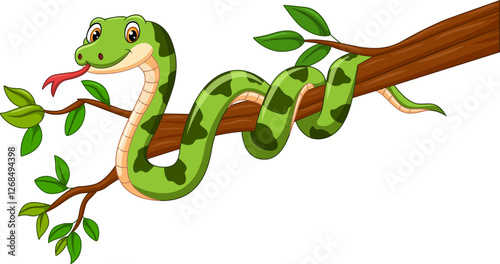 Cartoon snake on a tree branch