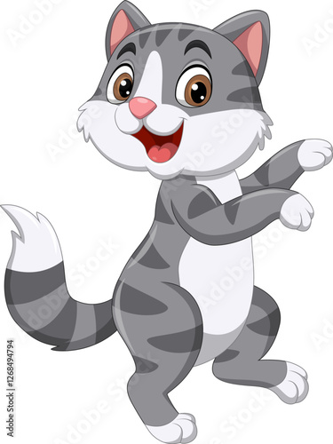 Cartoon a happy cat dancing
