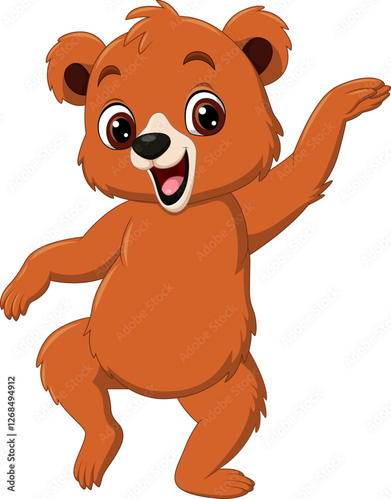 Fototapeta premium Illustration of a happy brown bear cartoon dancing