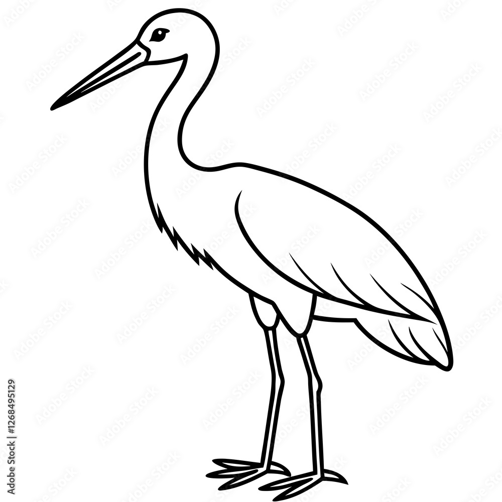 Obraz premium Classic Stork Outline Sketch