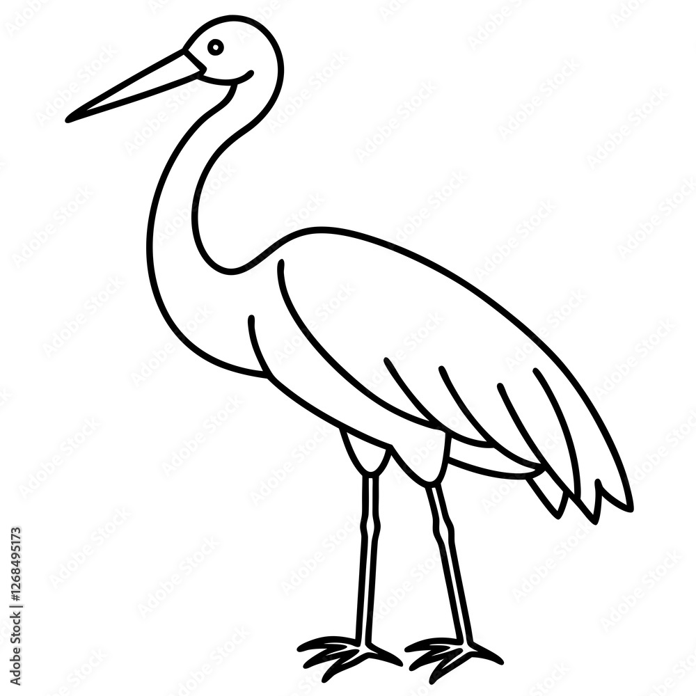 Fototapeta premium Classic Stork Outline Sketch