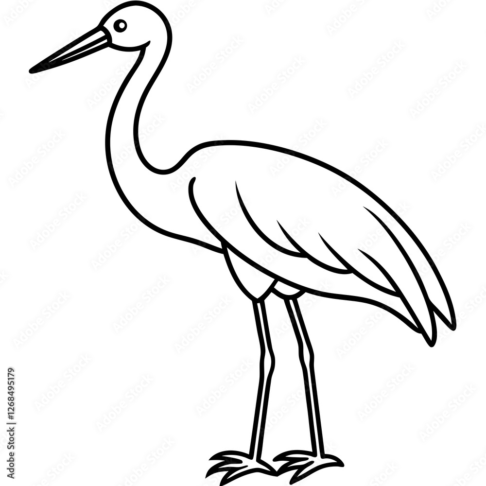 Fototapeta premium Classic Stork Outline Sketch
