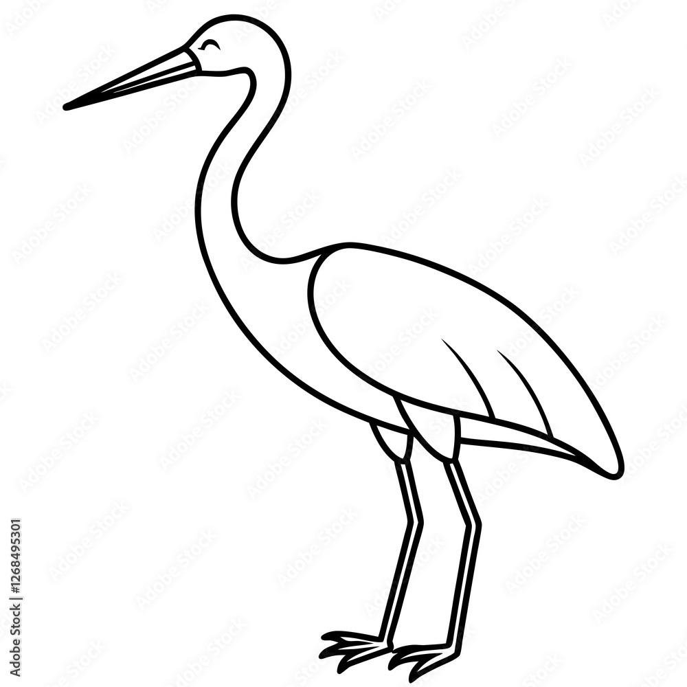 Fototapeta premium Classic Stork Outline Sketch