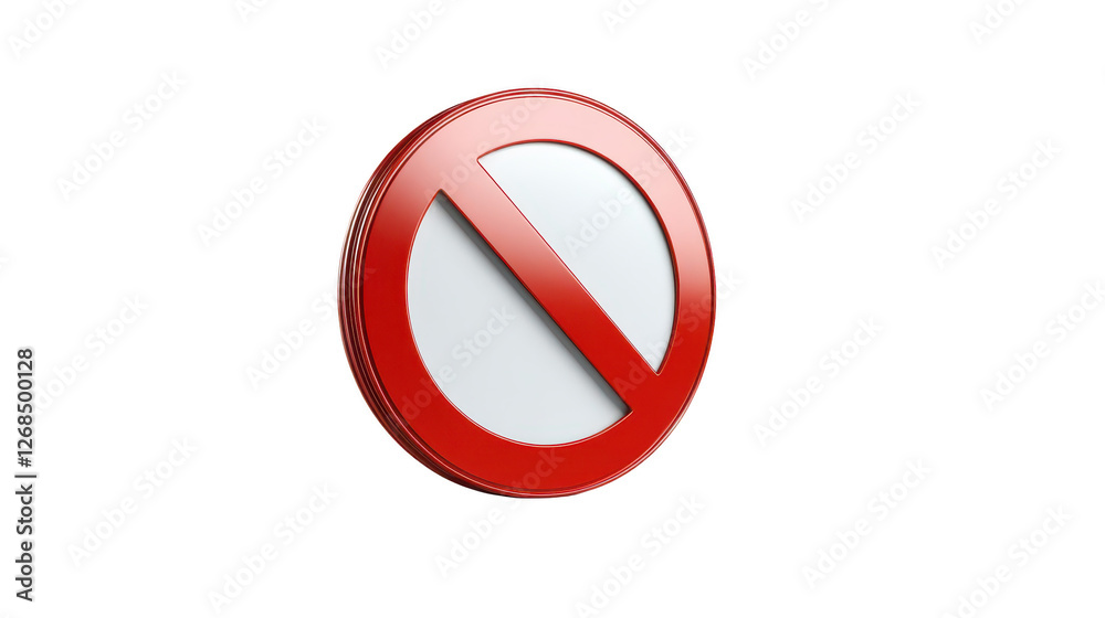 Striking red and white sign with a central white circle, minimalist graphic design Striking red and white sign with a central white circle, minimalist graphic design