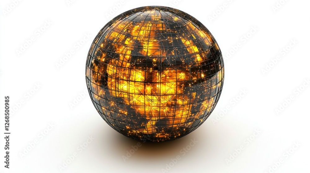 Obraz premium Burning Global Network Sphere, Isolated on White