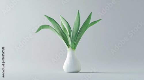 White bulb with green leaves, studio shot photo