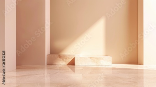 minimalistic, 3D abstract, smooth glass, modern design, geometric, elegant background, subtle reflections, futuristic, luxury, neutral tones