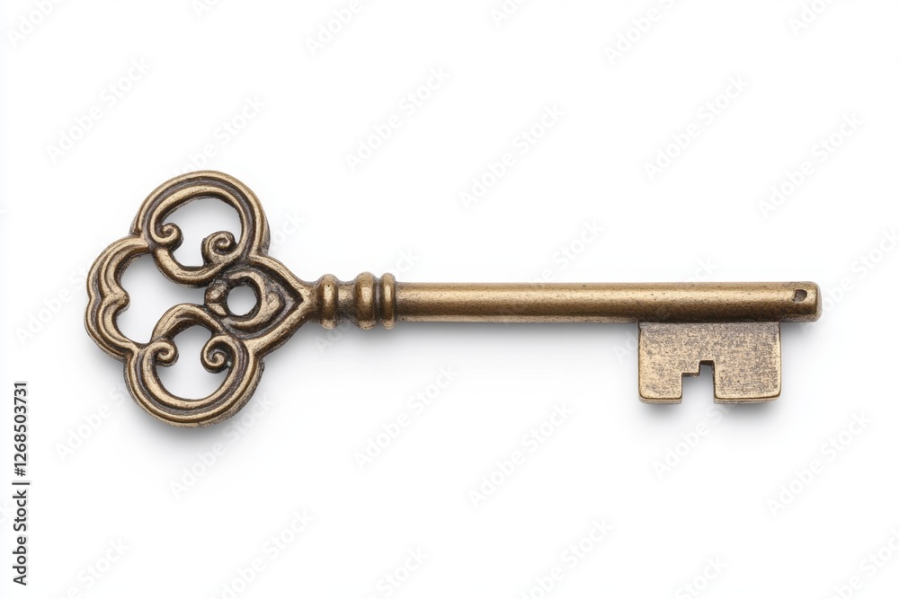 Ornate antique key isolated on white background Ornate antique key isolated on white background