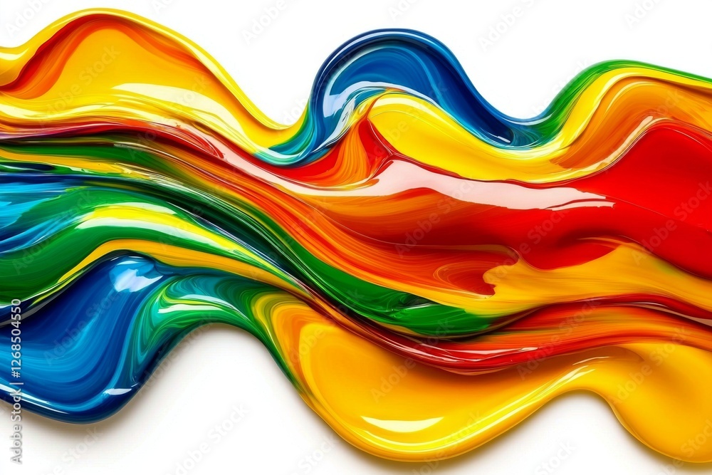 Vivid Colorful Liquid Paint Flowing in Curved Motion Vivid Colorful Liquid Paint Flowing in Curved Motion
