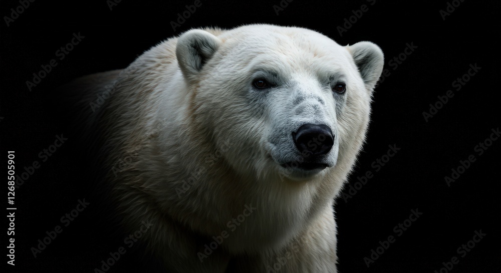 Abstract closeup concept of a Polar Bear with sharply detailed fur and black background Abstract closeup concept of a Polar Bear with sharply detailed fur and black background