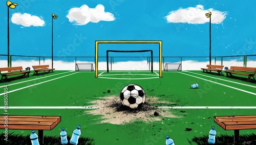 Fields of Glory: Timeless Soccer Ball on Verdant Terrain