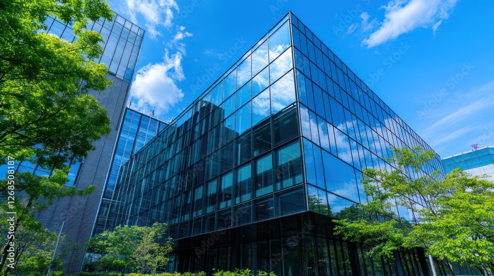 Fototapeta premium Modern Office Building with Glass Facade