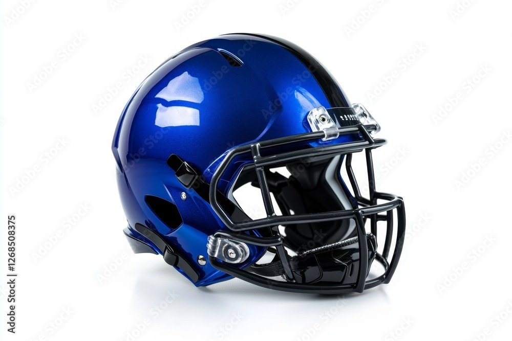 Fototapeta premium Blue football helmet, studio shot, white background, sports (3)