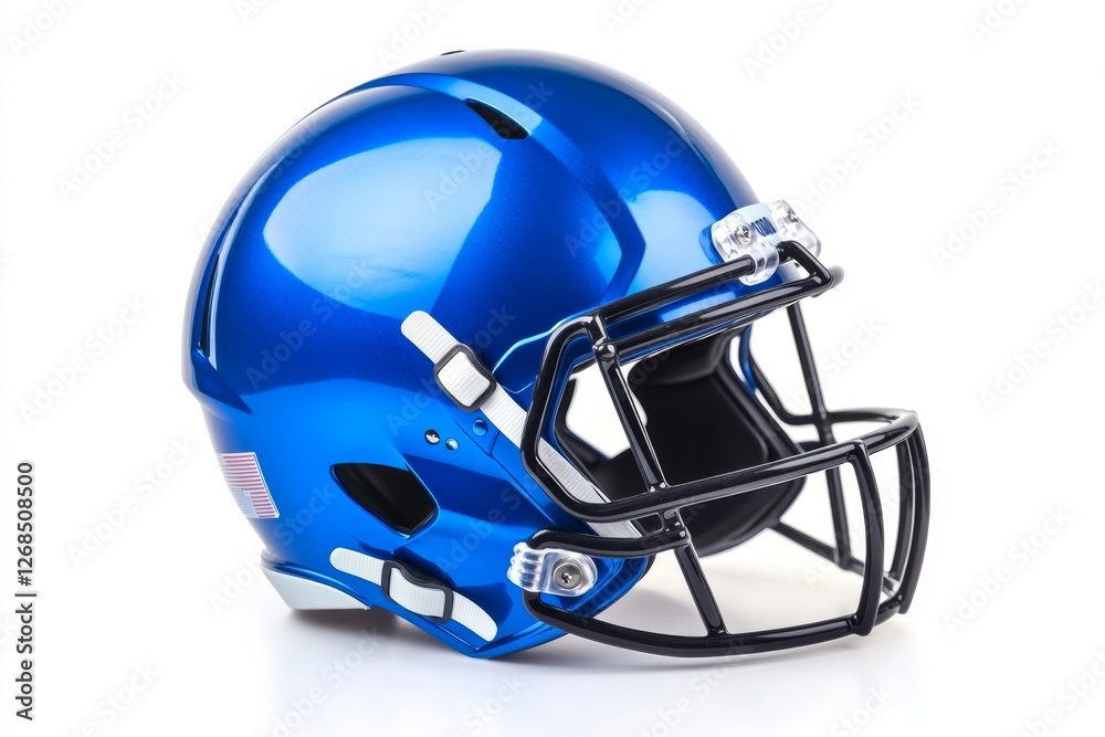 Fototapeta premium Blue Football Helmet Studio Shot, White Background