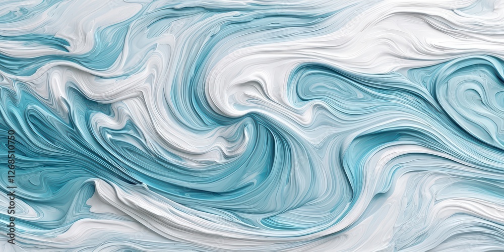 Obraz premium Abstract swirling patterns in shades of blue and white create a fluid, dynamic texture, evoking a sense of tranquility and motion.