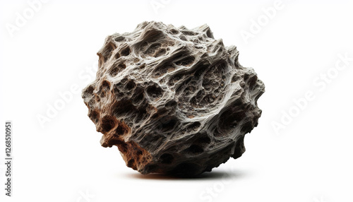 Meteorite or asteroid on white background. photo