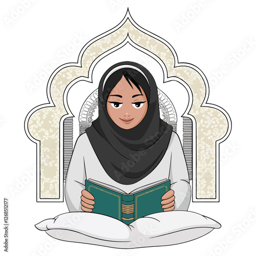 Muslim Girl Reading the Quran